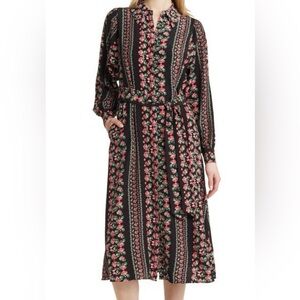 Boden Black Dress with Pink Floral Design 10p